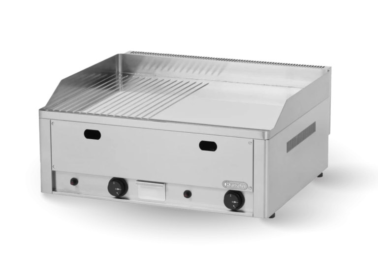 Plaque à gaz 650 chromée lisse rainurée